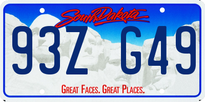SD license plate 93ZG49