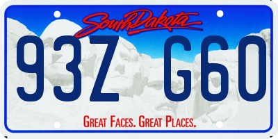 SD license plate 93ZG60