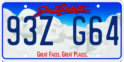 SD license plate 93ZG64