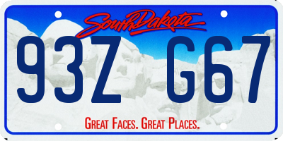 SD license plate 93ZG67