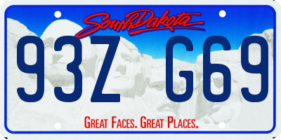 SD license plate 93ZG69