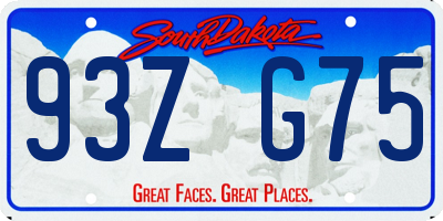 SD license plate 93ZG75