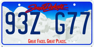 SD license plate 93ZG77