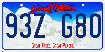 SD license plate 93ZG80