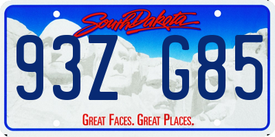 SD license plate 93ZG85