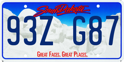 SD license plate 93ZG87