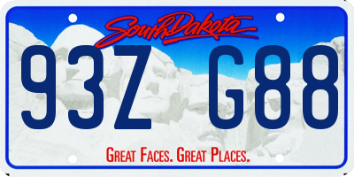 SD license plate 93ZG88