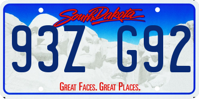 SD license plate 93ZG92