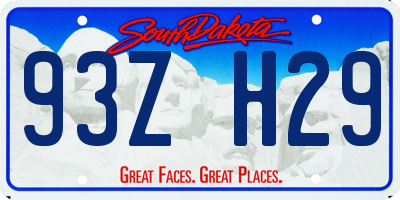 SD license plate 93ZH29
