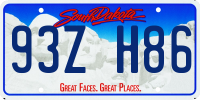 SD license plate 93ZH86