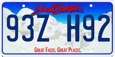 SD license plate 93ZH92