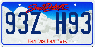 SD license plate 93ZH93