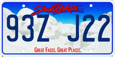 SD license plate 93ZJ22