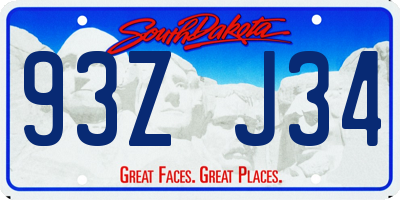 SD license plate 93ZJ34