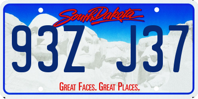 SD license plate 93ZJ37