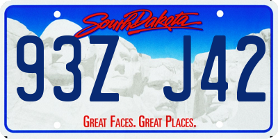 SD license plate 93ZJ42