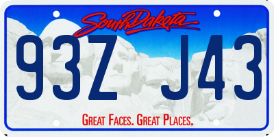 SD license plate 93ZJ43