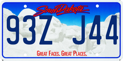 SD license plate 93ZJ44