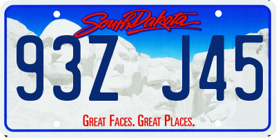 SD license plate 93ZJ45