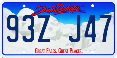 SD license plate 93ZJ47