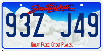 SD license plate 93ZJ49