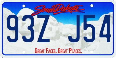 SD license plate 93ZJ54
