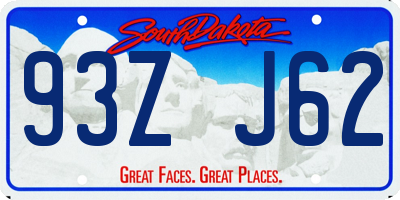 SD license plate 93ZJ62
