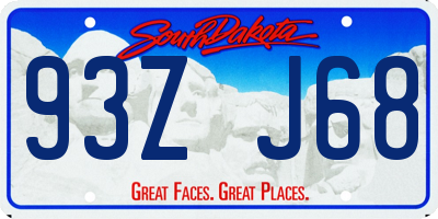 SD license plate 93ZJ68