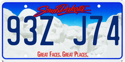 SD license plate 93ZJ74