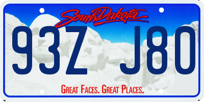 SD license plate 93ZJ80