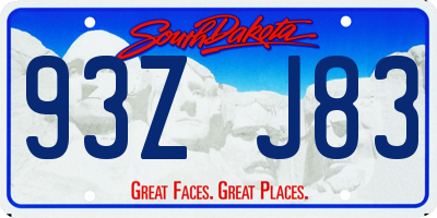 SD license plate 93ZJ83