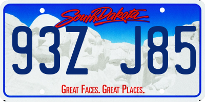 SD license plate 93ZJ85