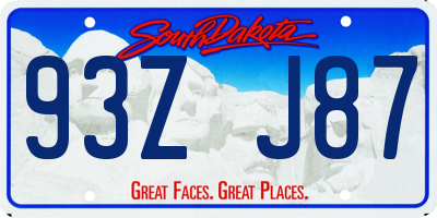 SD license plate 93ZJ87