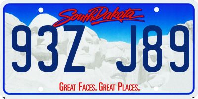 SD license plate 93ZJ89