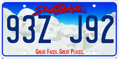 SD license plate 93ZJ92