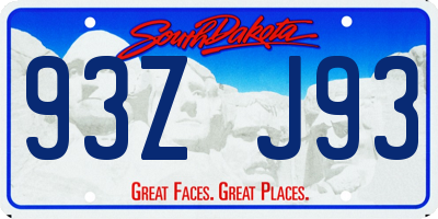 SD license plate 93ZJ93