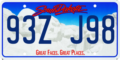 SD license plate 93ZJ98