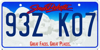 SD license plate 93ZK07