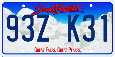 SD license plate 93ZK31
