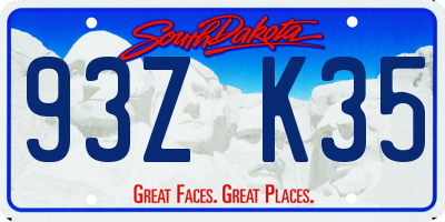 SD license plate 93ZK35