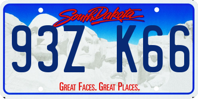 SD license plate 93ZK66