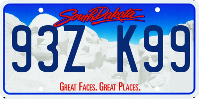 SD license plate 93ZK99
