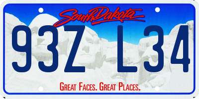 SD license plate 93ZL34
