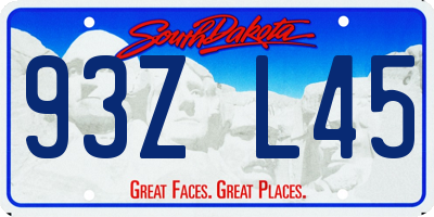 SD license plate 93ZL45