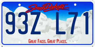 SD license plate 93ZL71
