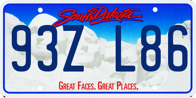 SD license plate 93ZL86