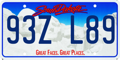 SD license plate 93ZL89