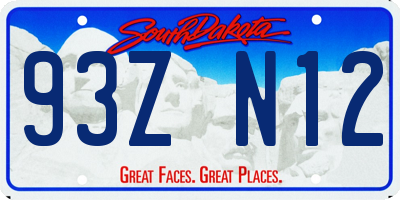 SD license plate 93ZN12