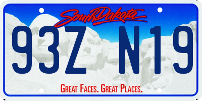 SD license plate 93ZN19