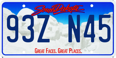 SD license plate 93ZN45